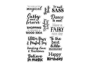 Crafters Companion Clear Acrylic Stamp Set - Too Much Sass Sentiments