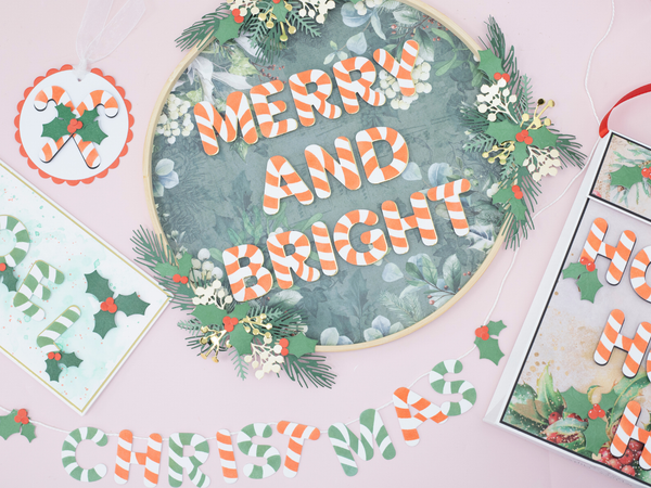 Candy Cane Alphabet Stencil & Die with Paper Pad Collection