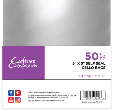 Crafter's Companion 5x 5 Self Seal Cello Bags - 50 Pack