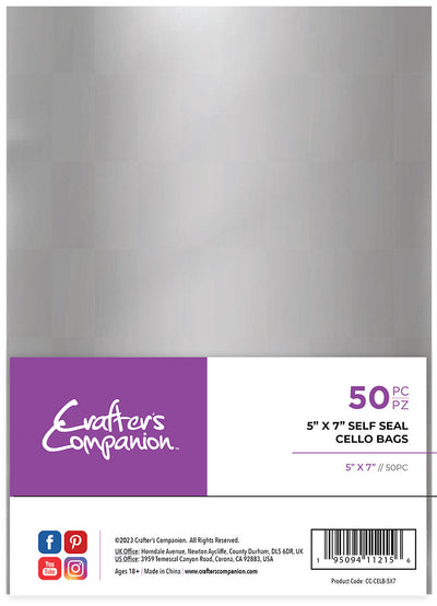 Crafter's Companion 5x 7 Self Seal Cello Bags - 50 Pack