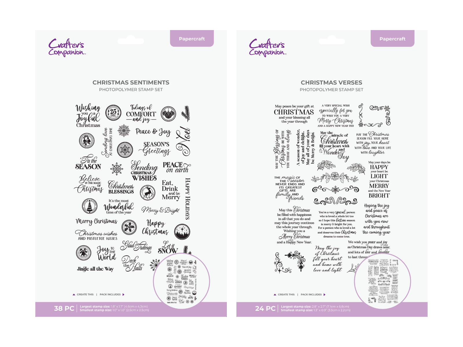 Christmas Sentiment Stamps 2pc Collection
