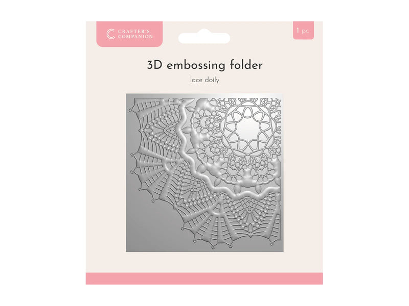 Crafters Companion 5.5 x 5.5 3D Embossing Folder - Lace Doily