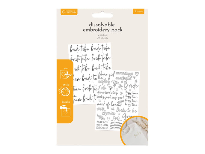 Crafter's Companion Dissolvable Embroidery Wedding 2 Pack