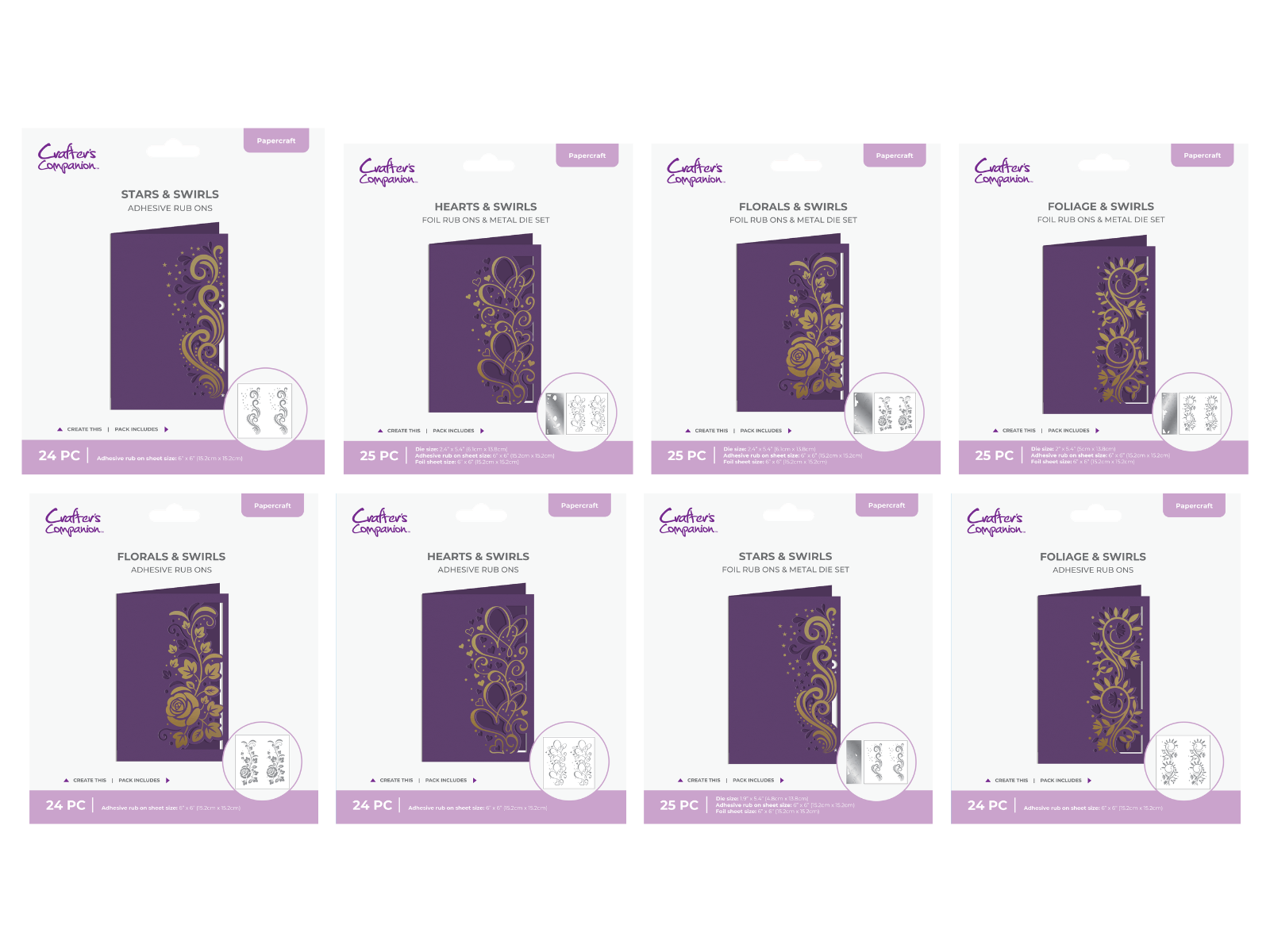Cut In Edge'ables & Foil Rub Ons Complete 8pc Collection