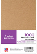 Crafter's Companion A6 Kraft Card & Envelopes - 100 Piece