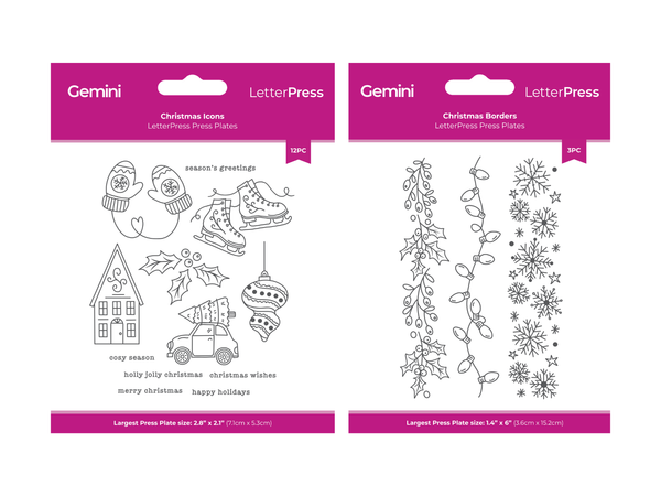 Christmas LetterPress Icons Press Plate 2pc Collection