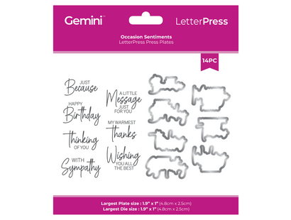 Gemini - LetterPress Press Plate and Metal Die - Occasion Sentiments