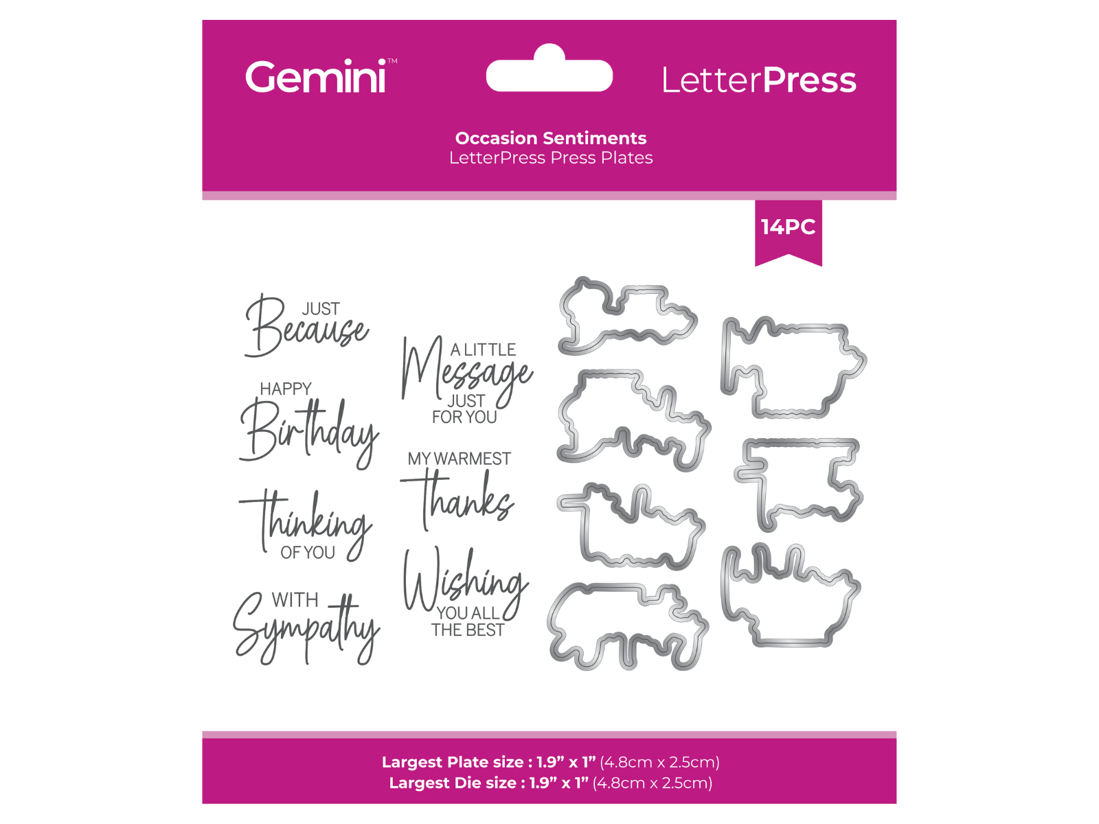 Gemini - LetterPress Press Plate and Metal Die - Occasion Sentiments
