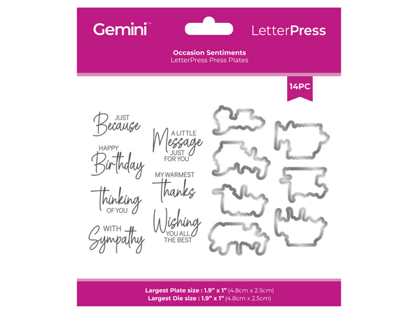 Gemini - LetterPress Press Plate and Metal Die - Occasion Sentiments