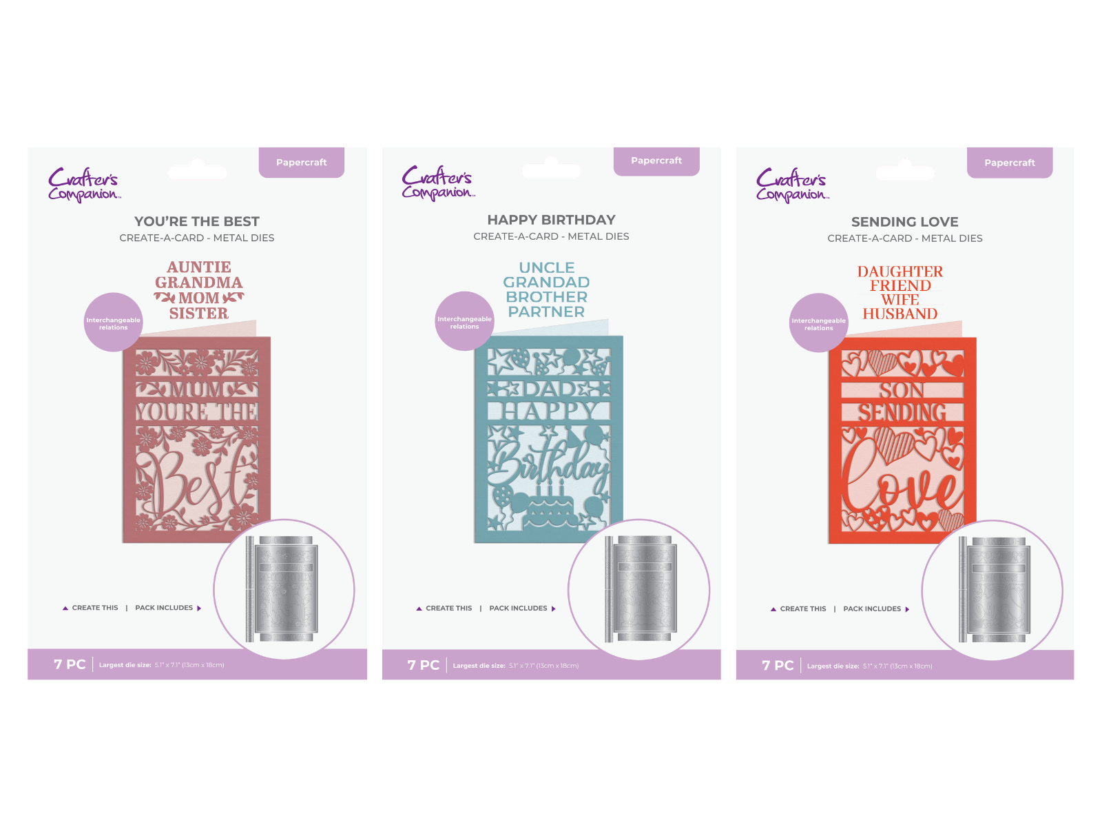 Interchangeable Sentiment Create-a-Card Die Set 3pc Collection