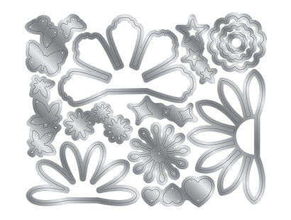 Crafter's Companion Stamp & Die - Floral & Flutter Set