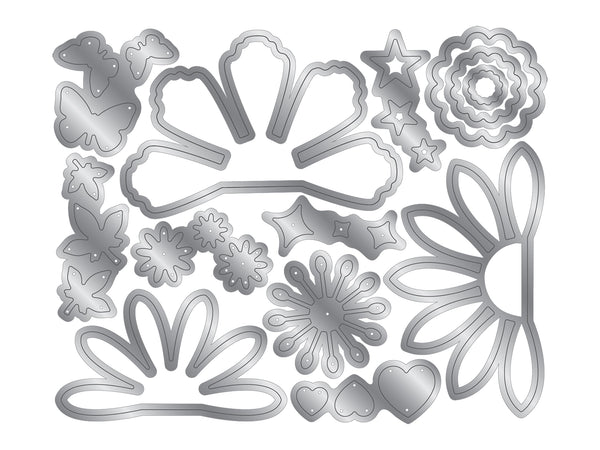 Crafter's Companion Stamp & Die - Floral & Flutter Set