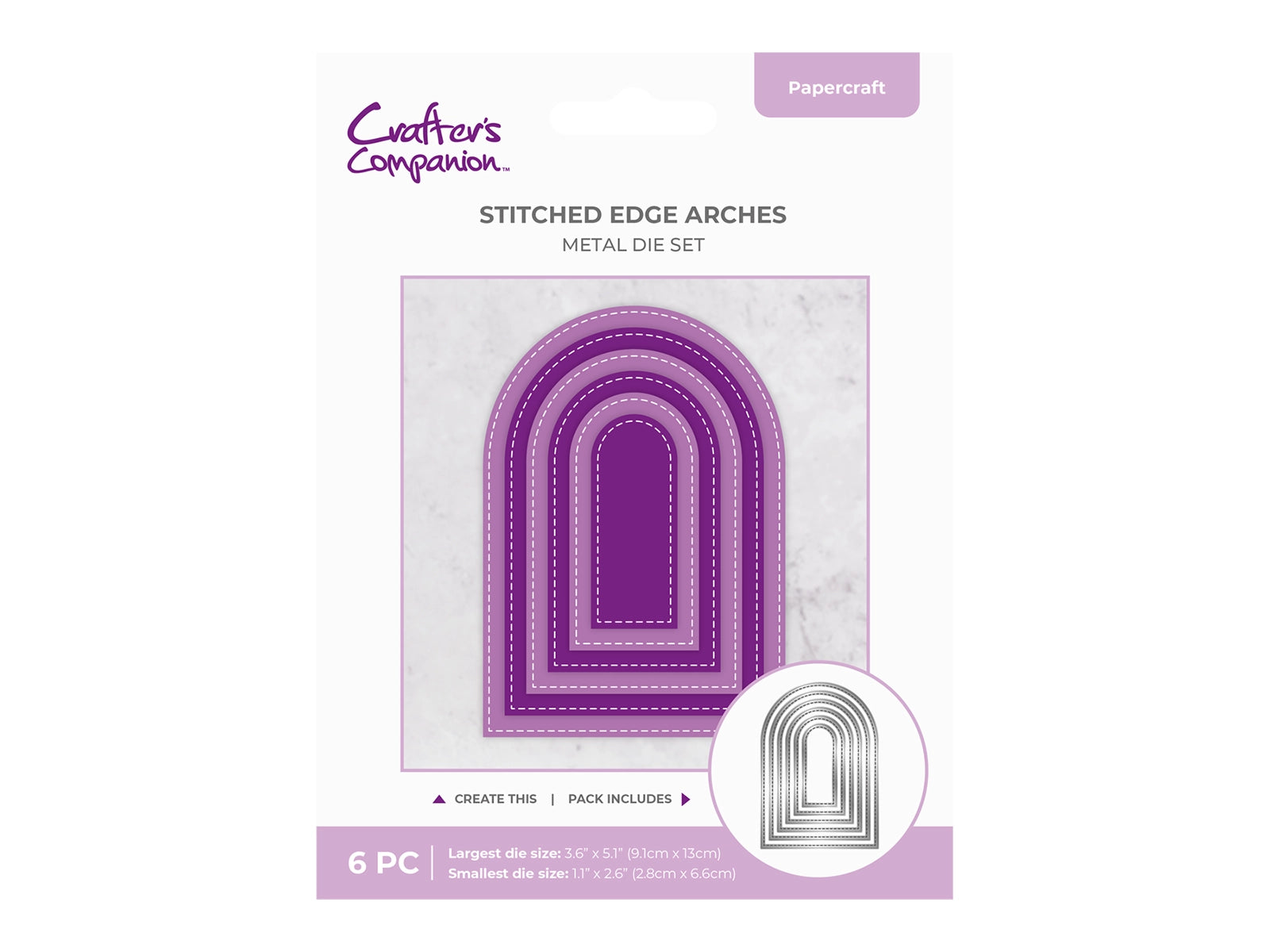 Crafter's Companion Metal Die - Stitched Edge Arches