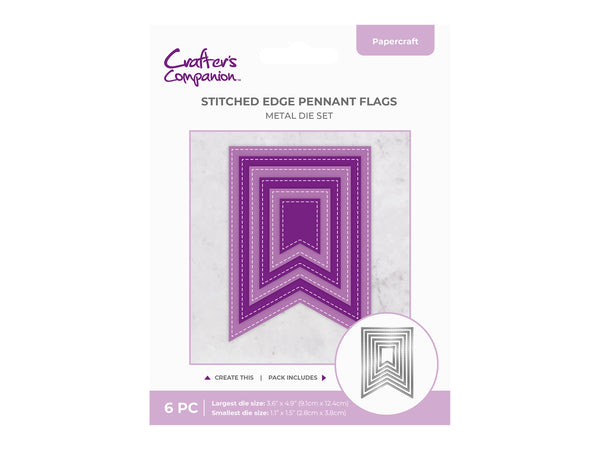 Crafter's Companion Metal Die - Stitched Edge Pennant Flags