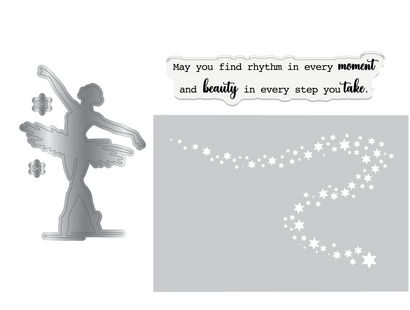 Crafters Companion Metal Die, Stamp & Stencil Set - Beauty in Every Step