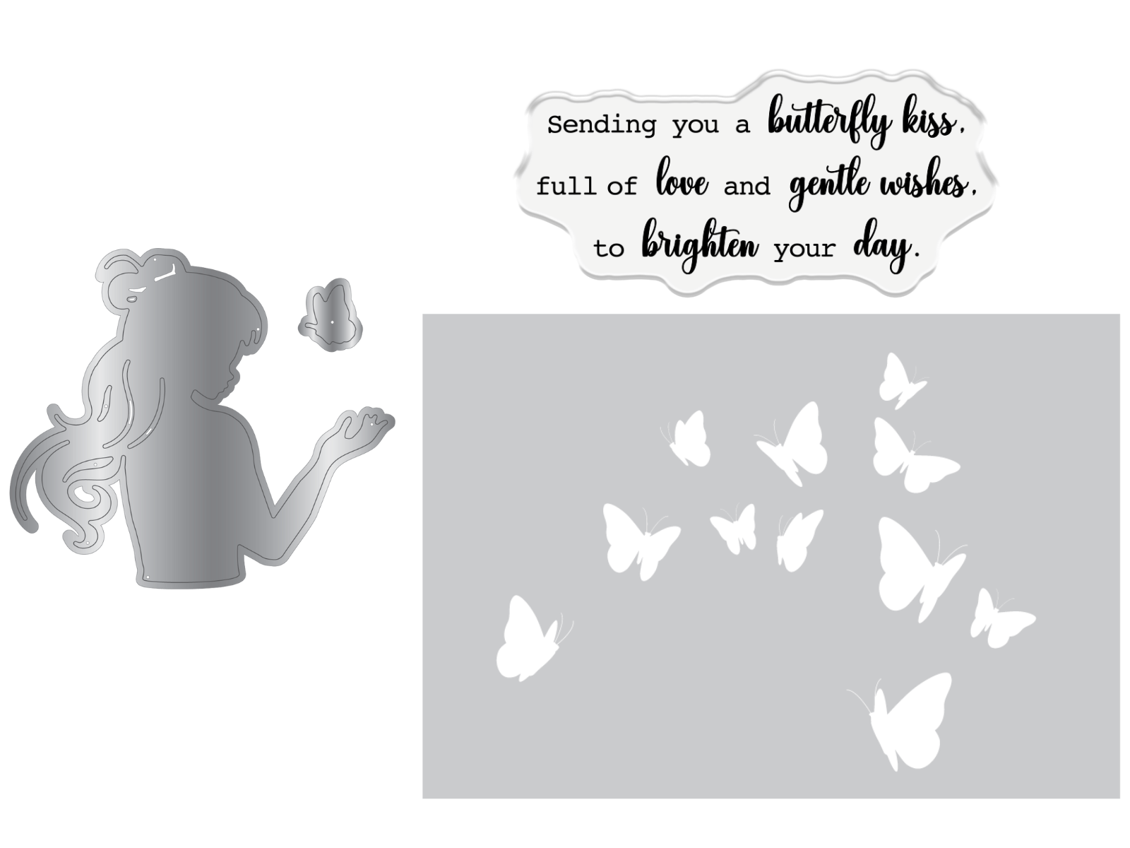 Crafters Companion Metal Die, Stamp & Stencil Set - Butterfly Kisses