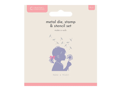 Crafters Companion Metal Die, Stamp & Stencil Set - Make a Wish