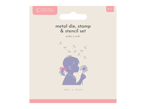 Crafters Companion Metal Die, Stamp & Stencil Set - Make a Wish