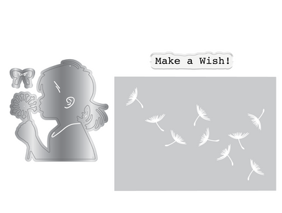 Crafters Companion Metal Die, Stamp & Stencil Set - Make a Wish