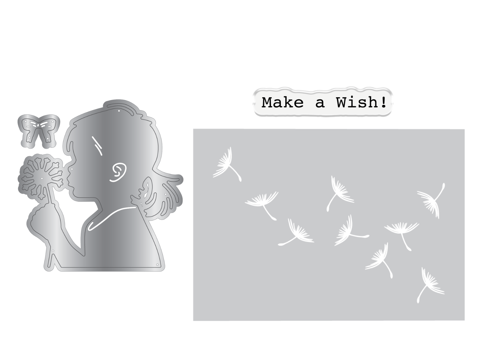 Crafters Companion Metal Die, Stamp & Stencil Set - Make a Wish