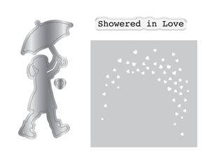 Crafters Companion Metal Die, Stamp & Stencil Set - Showered In Love