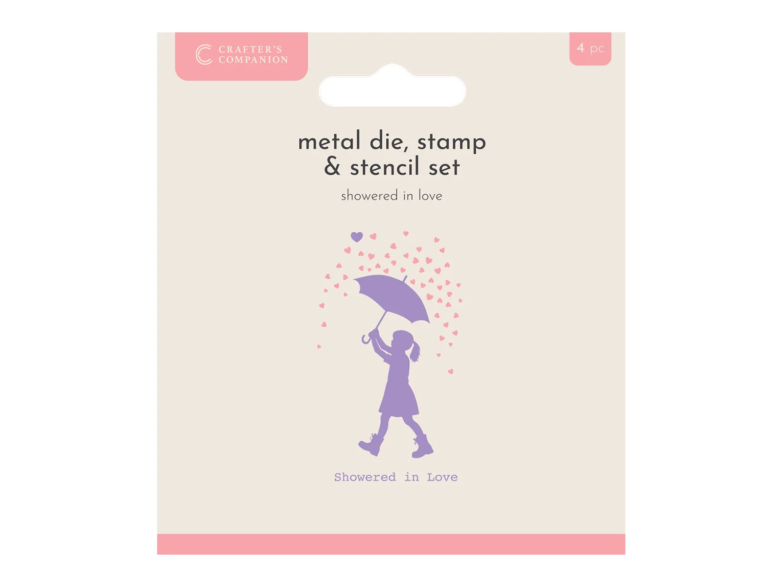 Crafters Companion Metal Die, Stamp & Stencil Set - Showered In Love