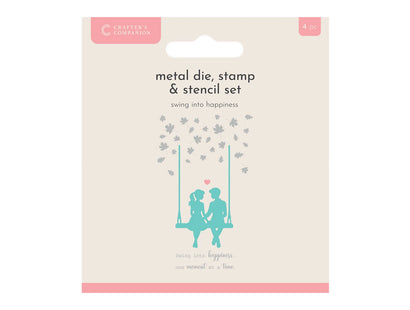 Crafters Companion Metal Die, Stamp & Stencil Set - Swing into Happiness