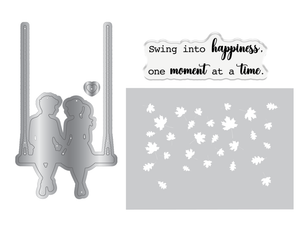 Crafters Companion Metal Die, Stamp & Stencil Set - Swing into Happiness