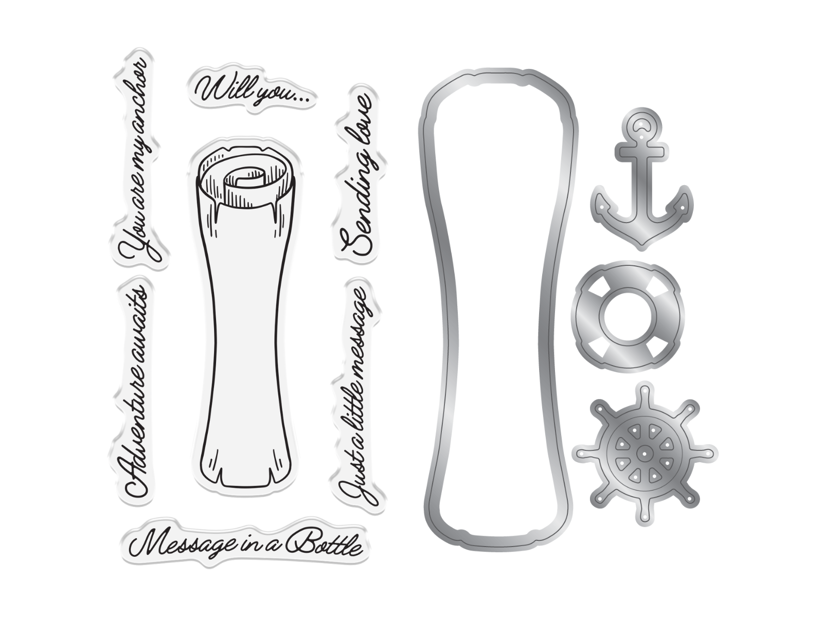 Crafter's Companion Message in a Bottle Stamp & Die – Message Scroll