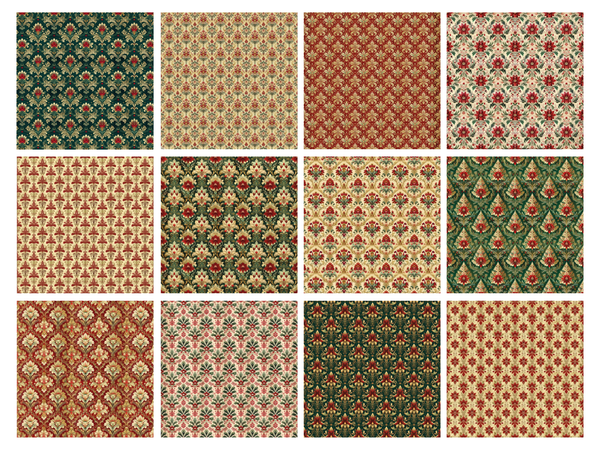 Christmas Damask Paper Pad 12