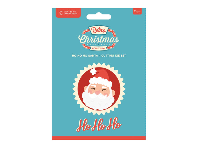Crafter's Companion Retro Christmas Collection Metal Die Set - Ho Ho Ho Santa