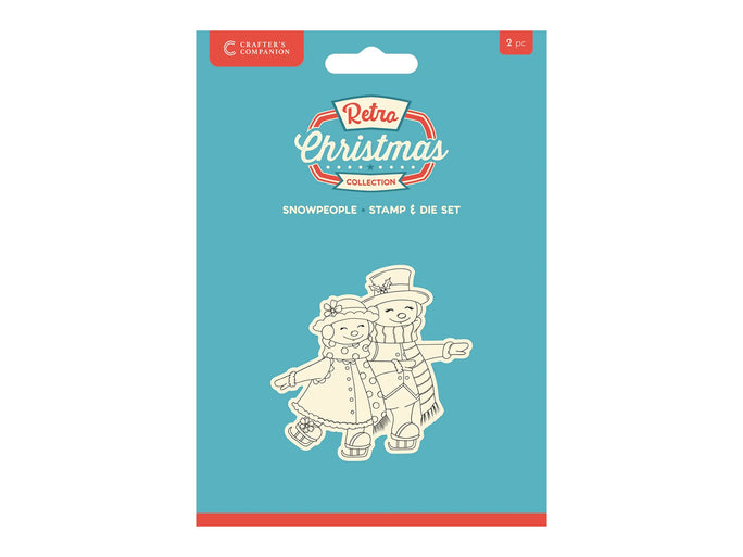Crafter's Companion Retro Christmas Collection Stamp & Die Set - Snowpeople