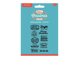 Crafter's Companion Retro Christmas Collection Clear Acrylic Stamp Set - Winter Blessings