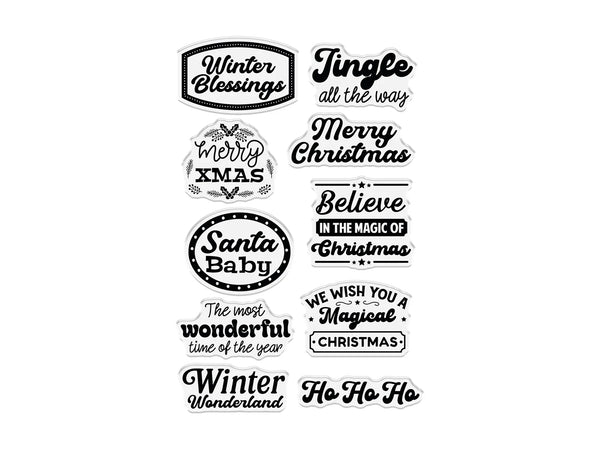 Crafter's Companion Retro Christmas Collection Clear Acrylic Stamp Set - Winter Blessings