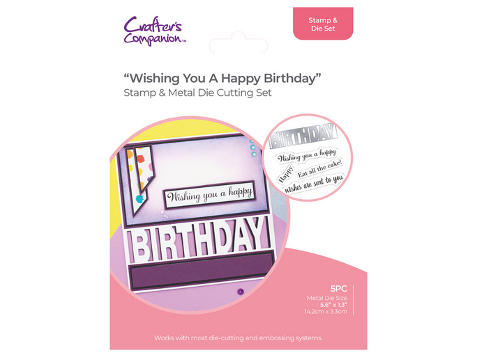 Crafter's Companion Stamp & Die Set - Wishing You A Happy Birthday
