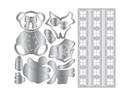 Dressed Up Teddy Bear Metal Die & 2D Embossing Folder Set
