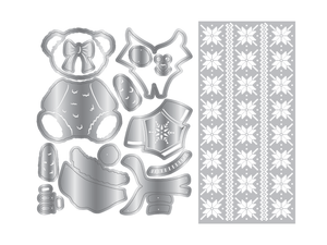 Dressed Up Teddy Bear Metal Die & 2D Embossing Folder Set