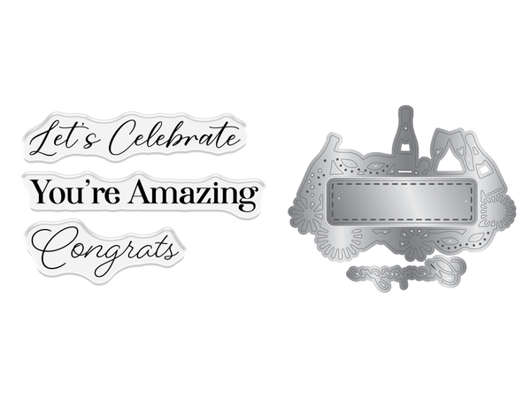 Crafter's Companion Stamp & Die - Champagne Celebration