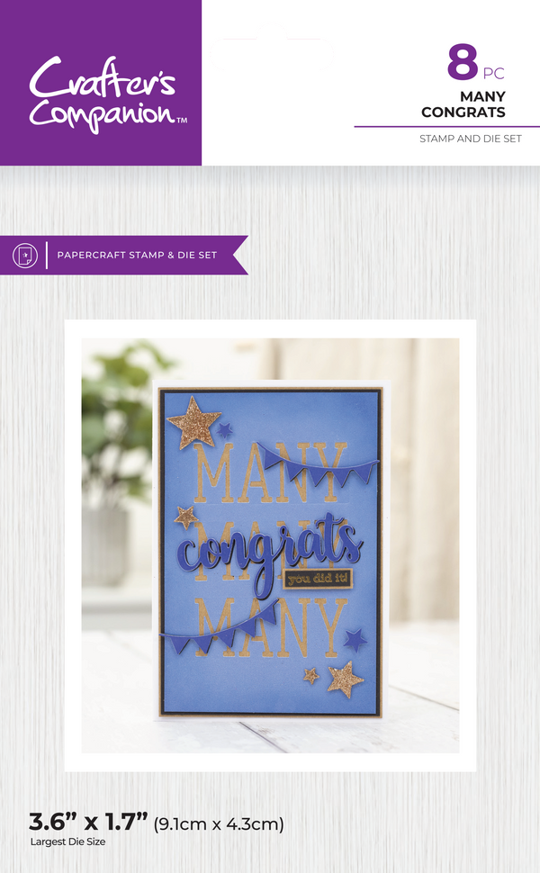 Crafter's Companion Stamp & Dies - Many Congrats
