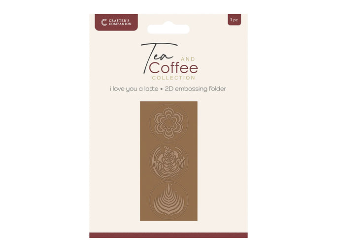 Crafters Companion Tea & Coffee Collection 2.75 x 5.75 2D Embossing Folder - I Love you a Latte