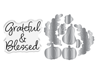 Crafters Companion Thanksgiving Collection Stamp & Die Set - Grateful & Blessed