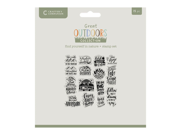 Crafters Companion The Great Outdoors Clear Acrylic Stamp Set - Find Yourself in Nature  
