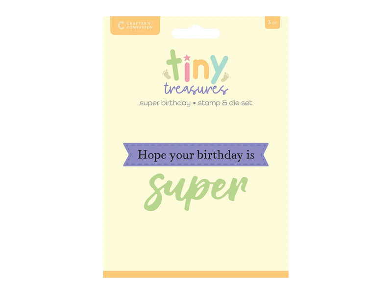 Crafter’s Companion Tiny Treasures Collection Stamp & Die - Super Birthday 