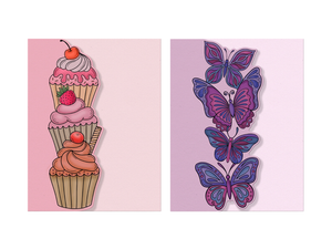 Vertical Edge Dies Cupcake & Butterflies Duo