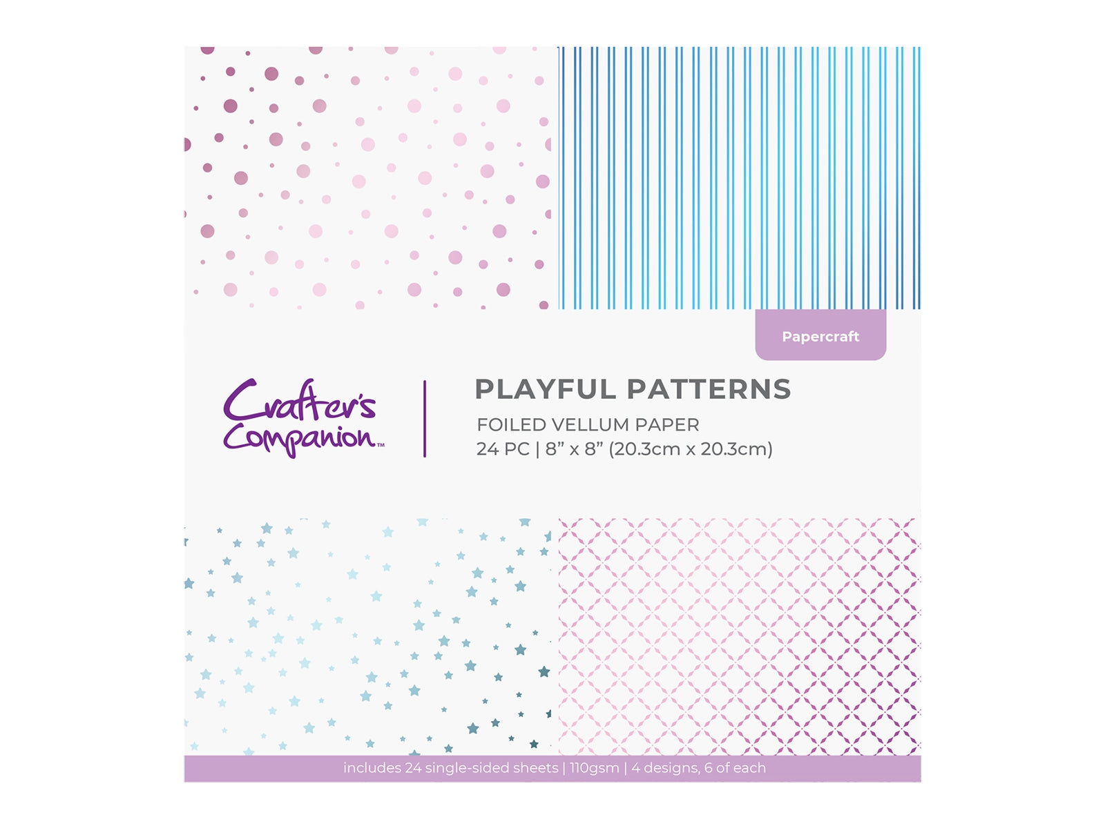 Crafter's Companion 8"x8" Vellum Pad - Playful Patterns