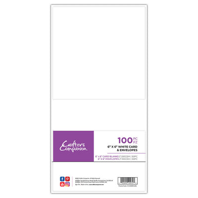 Crafter's Companion 6x 6 White Card & Envelopes - 100 Piece