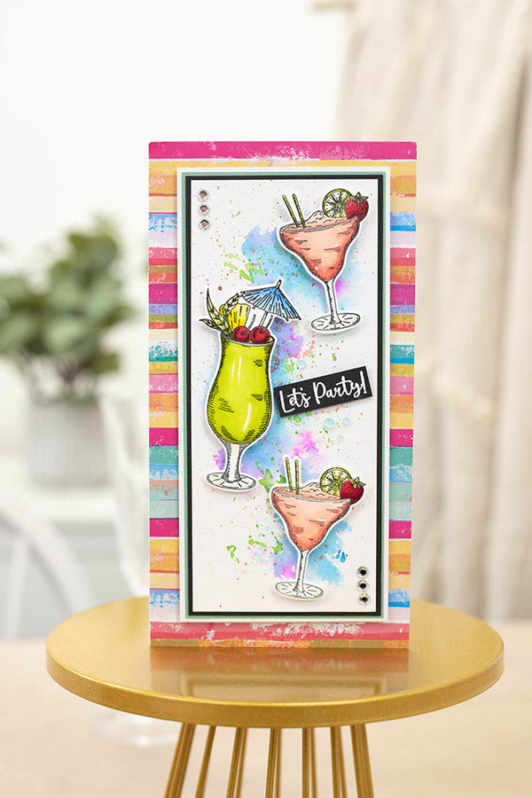 Gemini Clear Stamp & Outline Die Set Cheers to You Drink Cocktail Hour | Set of 7