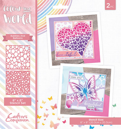 Colour Your World 8x8 Stencil Set - Bubbles and Balloons
