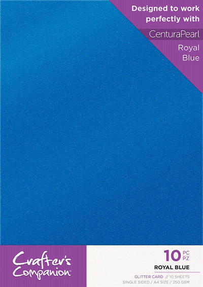 Crafters Companion - Glitter Card 10 Sheet Pack - Royal Blue