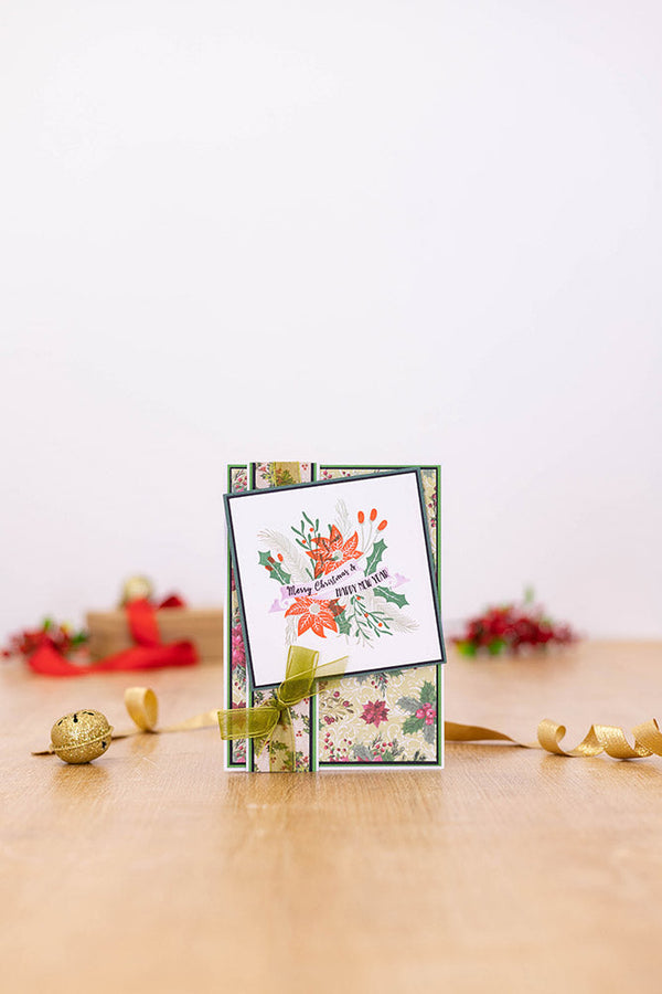 Crafter's Companion - Photopolymer Stamp - 6x6 - Holly and Poinsettia